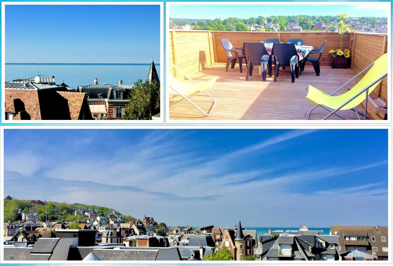 LA CLEF DES VILLES - Hyper centre - Grande Terrasse panoramique vue mer-plage à 50m- Box internet et Netflix Villers-sur-Mer Esterno foto